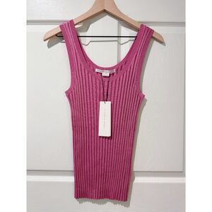NWT $250 Veronica Beard Sandra Tank Orchid Pink LG Stretch Ribbed Luxury Minimal